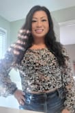 I love this top so much! The material is quality, the print is so pretty, and the sleeves are perfectly ballooned bc they are not too big but not too tight. I like that is cropped just enough. Having a large chest sometimes makes already cropped tops extra extra cropped on me, but not with this one, and that's exactly what I wanted. - Canhnha L.