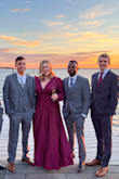 I'm 5'8 and wearing a 2-inch block heel in the attached photo and it was still a bit (1 inch or so) too long for me but it still looked great. Great color, and great material. Very flattering on my plus size and busty figure. Lots of compliments and it was a great choice for a winter wedding with an outside ceremony. - Erin W.