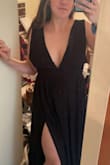 I bought this dress to wear in a friend's wedding. I just received it and tried it on and it fits perfectly, just need a hem because it is pretty long. I was worried about the plunging neckline, but It is so flattering, I'm obsessed! - Lauren V.