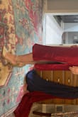 This fits snugly enough to be flattering but I still feel like I can eat dinner with it on. LOL The fabric has a faint pattern to it that makes it more fun than just a red slip dress. I can't wait to wear it to a holiday dinner party! - Emily D.