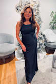 Finding a dress that covers my boobs is hard. This dress fit perfect . Gave me full coverage so I felt comfortable sexy and young!
The material was very nice . I steamed it before I put it on and it stayed beautiful. Also it hid my tummy nicely. Many people gave me compliments = - Luciann B.