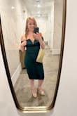 I'm so glad I bought this dress. I wore it to my works Christmas party and got so many compliments on it! It's not very forgiving if you have a little bit of a belly pooch like I do, but I was able to wear shapewear underneath and no one could tell. It was comfortable, and my boobs stayed in place without a bra. If I had one complaint, it would be the fact that I couldn't really raise my arms up because of the off shoulder style. Other than that, I loved it! - Kelly P.