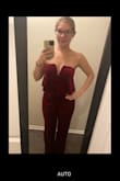 Very comfortable jumpsuit! I was able to find a great strapless bra tj wear with it. It is a tad long though, so I'll be getting it hemmed! Perfect for a Christmas party! - Meg P.