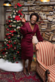 Wanted a cute outfit for family holiday photos and this set was perfect. A deep beautiful color - and pretty close to the 2023 color of the year!
It can be styled up or down, you can show more or less skin by wearing off-the-shoulder or allowing a little tummy as the skirt can be worn higher or lower.
The fabric is pretty heavy so kept me pretty warm as well. - Andrea B.