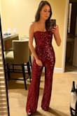 I bought this for an event in Vegas during the holidays. It's comfortable, fits true to size, and is gorgeous. The sequins rubbed my arms after several hours in the outfit but no big deal. The quality was great, I loved the color, and I definitely [would] buy again. - Julie J.