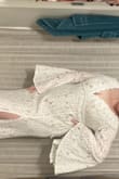 Fit great! Loved the way I felt in it! The sleeves are definitely bell sleeves like twice as big as I was expecting but it was beautiful! Train was about two feet behind me. - Sarah V.