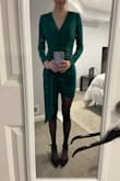Love this dress - wearing to a Christmas party! My only thing is that it is SHORT. I'm 5'6" but have a long torso, so this dress doesn't go far down my legs, especially where they bunch it up. Overall a great dress and looks way more expensive than it is! - Chrissy M.