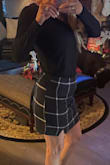 I'm a weight lifter so I weigh heavy and still wear a small if the clothing is high quality. This skirt fits perfectly in a size small. Wore it on date night and it's so sexy and classy! - Angela C.