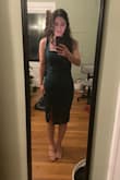 Got lots of compliments on this! I'm 5'1 so I hemmed it to fall just below my knee. I wore this to a wedding & the straps are a little big so they were fine until I started dancing. Not a huge deal, but I will be adjusting those before I wear again. - Olivia L.