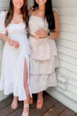 Bought for my friend's bridal shower loved! (Be careful, it is more white/less pink than pictured!!) I am usually a medium/large however even the small was a bit big on me. Would definitely recommend sizing down. I am 5'4" 150lbs 34B. - Jessica V.