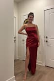 Love this dress! Bought it for a bridesmaid dress and it's perfect. Super soft and comfortable. Can easily wear a strapless bra underneath if you have a bigger chest which is what I was looking for. Medium is a perfect length with a couple inch heels on. - Taia V.