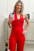 I saw this jumpsuit and was hesitant bc things like this always look better in the model pictures but it was just as beautiful in person. The material was great, easy to put on and off. And just looked amazing! I received a lot of compliments! - Jennifer W.