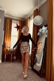 I love this dress! It's even more beautiful in person and fits perfectly very true to size. I paired it with your black blazer and your cropped black long-sleeve. Love love!! - Julie H.