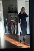 I absolutely love these boots. I've been wanting a knee high pair for a while now but wasn't ready to spend a lot of money on a designer name pair. These are perfect and I've worn them almost every day to work. The heel height is great, not to tall but still gives a high heel look. Very comfy, easy to get on. I marked it "a little loose" but I would not change my size and I'm TTS. They're loose with thin socks but perfect fit with thick socks! - Victoria V.