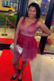 This dress is perfect for Xmas holidays .not too snug or tight and could sit without sharing my secrets = - Tyler A.
