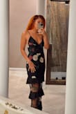 Wore it to a rehearsal dinner and received many compliments. I'm not curvy by any means but it gives you a nice shape. Love the see-through detail at the bottom and the ruffles! - Krisgianna W.