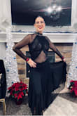 If was perfect!!! It looked awesome as I danced on the floor with my dance partner. I would only suggest if possible to add built in cups. It doesn't look to good being see through and all even with nip cover's, I will upload pictures if I can, so you can see how beautiful it is but also how nip covers aren't enough. - Sandy C.