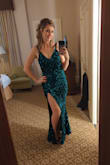 This dress was very fun for my fancy work Christmas party. I ordered a small and a medium to test out the best fit. I went with the Medium - I would say it's a touch large but I didn't feel comfortable going with the Small in fear it would have been a little too tight thru the night of good food and lots of dancing. I also didn't LOVE the way it fit my boobs. And it's heavy and I could feel it almost sagging by the end of the night, but still would wear it again! - Taylor S.