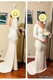 This is the most beautiful dress! I am so happy with my choice. I bought a small and xs, the x-small fit better. I recommend buying one size down because it can run a little big on your regular size. I am not gonna need adjustments. I love it!! The material is also good and thick. Perfect for my winter wedding - Alice B.