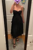 I loved this dress but ended up returning it and keeping another black one I ordered at the same time. I am usually a XS/S in Lulus and the Small fit but there was no wiggle room or stretch with the zipper zipped. The XS was too small for me. The bust was a bit small for me too (32D). - Lauren D.