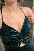 I wore this to a cocktail attire holiday party. It was a blast to dance in, I got a LOT of compliments, and I was also able to use the bathroom without undoing the strings because of the long zipper (with a little bit of wiggling). Some notes - My bust size is actually 30E but that wasn't an option so I'm writing it here. I did have it hemmed because I wear flat shoes, and due to personal preference, I sewed up a couple of inches of the bust (you can see this alteration in one of my photos). With both of those alterations and some simple boob tape, it fit great and felt pretty secure even with a lot of enthusiastic dancing. Sorry about the bad quality photos! We were having too much fun to take pictures. - Valerie T.