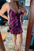 So, this dress is beautiful. I wanted to wear it to my Christmas party, however my boobs were so uncovered by the fabric it would have been inappropriate to wear. Lol If I were going to Vegas I would def let them all hang out in this dress - Leanne H.