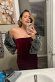 This dress was so pretty with a touch of sexy! I wore it to my husband's Christmas party and got so many compliments. I felt so glamorous and beautiful in it. It does run a bit small though, I did end up exchanging it for the next size up. I originally ordered a S but it was very tight around my chest and completely flattened me out. The material does have a lot of stretch so I had no trouble zipping it up but I just wasn't comfortable in it. The M fit me so much better and gave me room to breathe. It was still form fitting and sexy but without flattening me out or clinging too tight. The dress is beautiful, I highly recommend it but I'd say to size up for a better fit. - Vanesa
