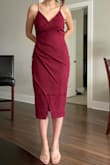 Love this dress! The material is thicker and higher quality than I expected, which gives a flattering fit (and is very comfy). The length is just perfect over the knee and the colour is gorgeous. I'm usually a medium and this size is a perfect fit. Highly recommend! - Nina D.