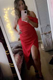 Favorite dress ever. I bought like 5 red dresses from lulus and this was the standout winner. It was a little tight, a bit of a struggle to get the zipper up, but once I got it, it was perfect. Super flattering! Hugs all the right places. Even fit the girls in nice and snug, didn't need a bra, maybe first time ever. I wore this to a black & red gala and got loads of compliments. Definitely recommend! The slit is super high and I can see that being a danger zone, but I'm super short so I didn't have any issues there. Get the dress, it's worth it :) - Siera B.