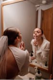 Was pretty long and ran a little big around my shoulders probably could have gotten it altered but all in all was so beautiful!! Used it for my elopement. - Mya R.