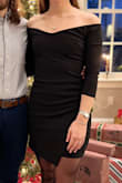Needed a dress for the holidays that wouldn't break the bank. Loved how this had so many reviews so I could order the right size - seems true to size. This dress is flattering on EVERYONE - as shown by the pictures!! Got the black one so I could use it for multiple occasions. I've already gotten so many compliments. Very comfortable; has a little stretch. You can't go wrong with this - Olivia D.