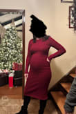 Chose this dress as my Christmas Eve dress - just about 20 weeks in this photo! It was warm, stretchy, and sooo comfortable. Hoping it will also work as a regular dress after pregnancy since I bought my usual size! - Liz K.