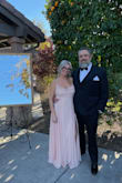 This is such a beautiful classy dress!! I wore it to my daughters wedding :) I wore nipple covers & the material is thick enough you couldn't see them. I also wore fashion tape because the cowl neck does hang low. I'm not super busty but busty enough to where I felt like I was showing too much cleavage, but was told I wasn't. The dress is also really long, I'm 5-2 & wore 3 inch block heels & it dragged just a bit, if you don't want it dragging you might want to get it hemmed or wear higher heels. True to size! I highly recommend it!
5' 2" tall, 120lbs, 36B - Abi S.