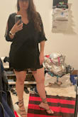 I got this dress in an XL and it is quite short! It is wide around the waist and bust so could probably go down to a L but then I would feel like it is too short for me. But the material is lovely and falls nicely & would probably wear it with opaque tights underneath just to feel comfortable though - Sarah W.