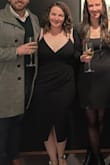 Wore this to a Christmas party at an art museum and it was perfect. Very flattering fit and was comfortable to wear. I ordered a large as recommended by Lulus sizing and it fits well. I was able to wear it without a bra, although if I had been at an event with more dancing/activity I may have wanted one. Those with smaller chests may find the bust area a bit loose. I will definitely be wearing this one again, very versatile style! - Kimberly H.