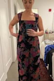 Waist is a little large but will happily take it in and wear this beauty. Everything else fits great, even my long torso and legs. I LOVE the neckline and the fabric. Its also really versatile to wear to church, dinner, dress down and make it more boho. Can't wait to wear it out. - Marissa S.