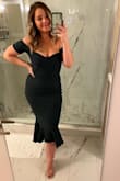Wore this dress for a holiday party and it fit like a glove!! I was worried on sizing because Im curvier but a size medium snatched my waist perfectly!! Nice quality, material has some stretch to it so it wasn't uncomfortable wearing it all night & got so many compliments on it. - Karlee C.