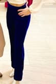 I vary between Small and Medium in Lulus pants and kept the Medium because the waist does not give at all. Was worried that they'd stretch too much when wearing and get baggy but they did not. They do run long and I had them tapered a bit as well when I had them hemmed so that my shoes would show. Really happy with how they turned out. My photos don't do the color justice at all--it really pops. Wearing with a Lulus top that I ordered in summer and it worked well, tons of compliments all night and from pics! Super comfy also. - Lindsey S.