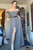 This dress is beautiful! It's nice and thick, has deep pockets and thick material. Some downsides are that the arm pieces are a bit restricting and since the dress has a lot of material the dress flows out a bit. I prefer a tighter waist so I paired it with a belt and it was perfect! I've included a photo of both looks - Kasie G.