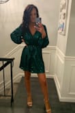 Ordered this dress for New Year's Eve and it was perfect! Ordered a medium. The waist was a little large but I made it snug with the belt. The sleeves fit perfectly and it was a great length. - Caitlyn B.