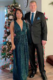 I love this dress! I got a size S. The color is beautiful. I wore this one during the holiday party. Fits great! I did have to get it hemmed as it is very long. - Nina C.