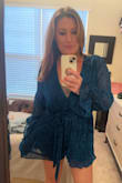 Sexy little romper, but also comfortable throughout the evening. I have no hips but very large breasts, and the medium fit perfectly. - Ashton C.