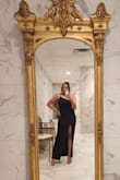 I purchased this dress after months of looking for the perfect LITERAL 'black tie' wedding guest dress. It was a knockout and with these long legs -- made me feel and look like a model. I didn't have to wear a bra or Spanx (which I normally do) and everything was very flattering. It was perfect for a winter wedding because it was flexible enough to dance but thick enough to provide support and warmth. I would say GET THIS DRESS!!! - Jocelyn D.