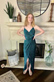 The dress looks so pretty on my daughter, but it was a little smaller than expected in the top. It was hard to zip up but it will work! We were really happy that is wasn't floor length, and won't need to be hemmed! Most were floor length, so I'm really glad we won't have to alter it. - Dori H.
