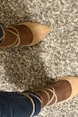 These heels are versatile and comfortable. Can be worn with jeans or dresses. Im not a fan of chunky high heels but these are slender enough to look like a petite high heel. Comfortable and straps stay up good around my leg. - Nene J.