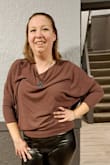 Very cute and Dolman cut is great for pretty much every size and shape. I personally don't see much purple in this top, but I still like it and how it drapes. If I get it again, I'll do a different or more obviously purple color. - Allison H.