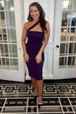 Had to exchange for a medium since the small wouldn't even zip up more than an inch or two so the photo I included I am wearing a medium FYI! Lots of compliments and fit like a glove! The material is thick and good quality. I'm a size 6 so I'd say this runs a little small. - Haley D.