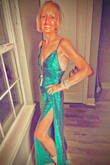 This outfit is stunning & fit my small frame to a T. I had so many compliments on the sequins emerald green pants suit. It's very high cut on the legs, but I loved it, even at 60 years old. - Shelly D.