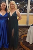 Absolutely in love with this dress. I have a very small bust so I was really worried Id have to bring the dress in up top or tape it down but it stayed in place perfectly. Im also usually a Medium but they only had small or large left so I decided to size down and was able to fit in a size small. It was a bit tight to zip up but once I zipped in, it was super comfortable. I did need to hem it and bring the length up quite a bit but Im super short and then I also lowered the leg slits by an inch and a half since I wore it to a formal event and it felt too risqué. - Danny K.