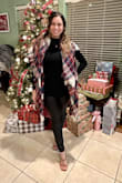 It hugs you. So soft and warm I'm getting sweaty. The top and heels are from lulus as well. - Jennifer H.